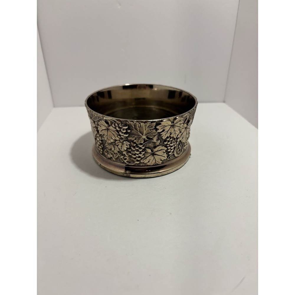 Vintage Silverplate Wine Bottle Coaster Grape / Leaf Decor F. B. Rogers Japan...